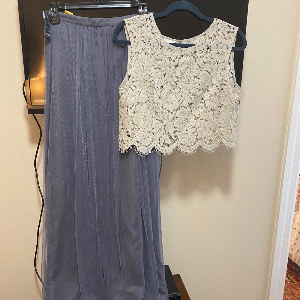 Anthropologie Bridesmaid Lace Top and Tulle Skirt Set